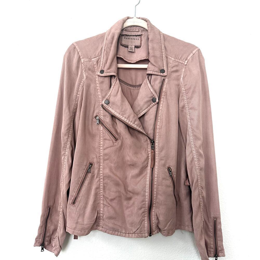 Anthropologie Marrakech Ronika Blush Pink Biker Moto Jacket Size Small - Picture 2 of 10